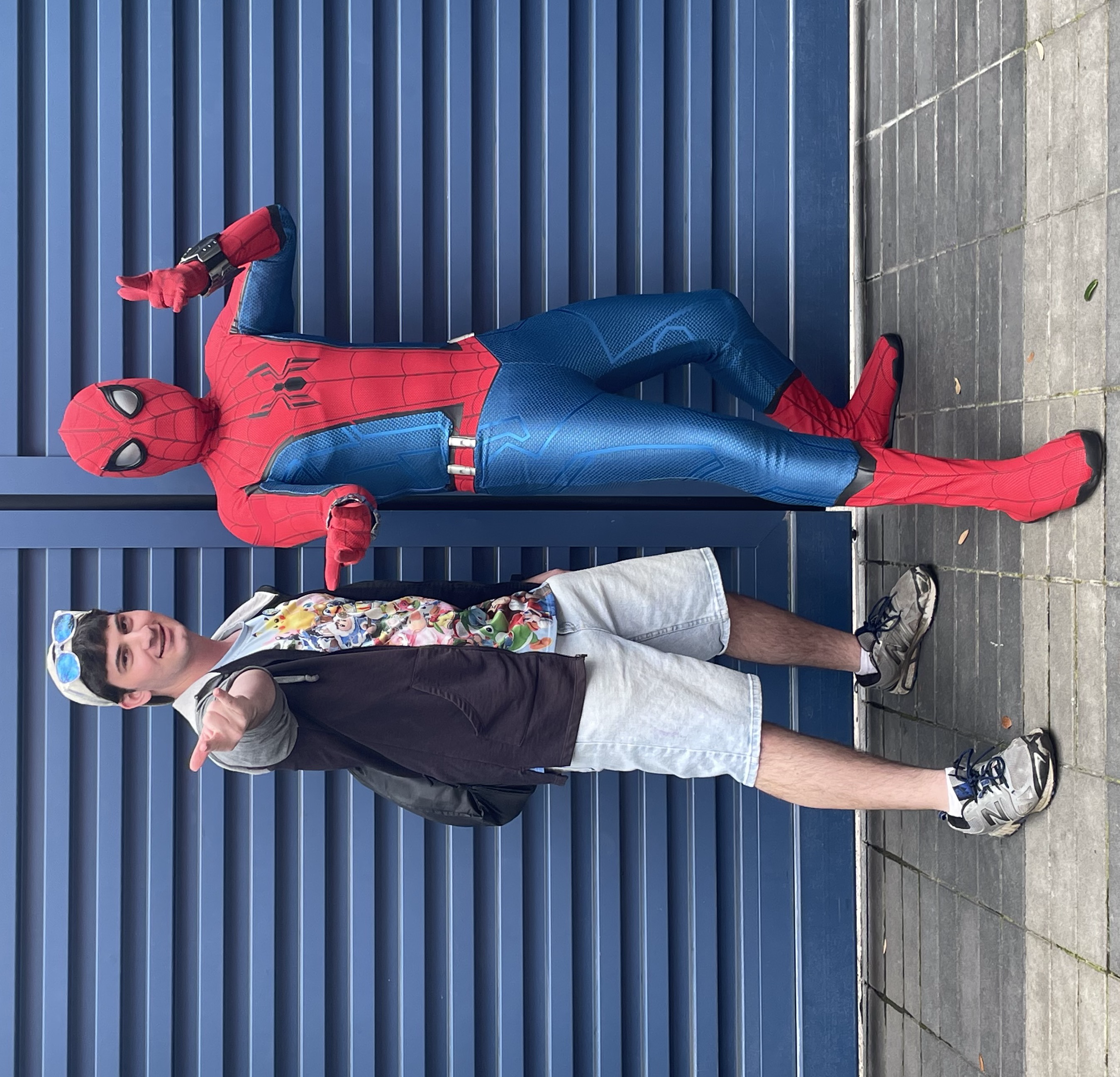 Aaron at Disneyland with Spider-man