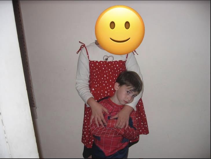 Young Aaron dressed as Spider-Man